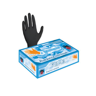 Nitrilové rukavice 100 ks (nepudrované, černé) S
